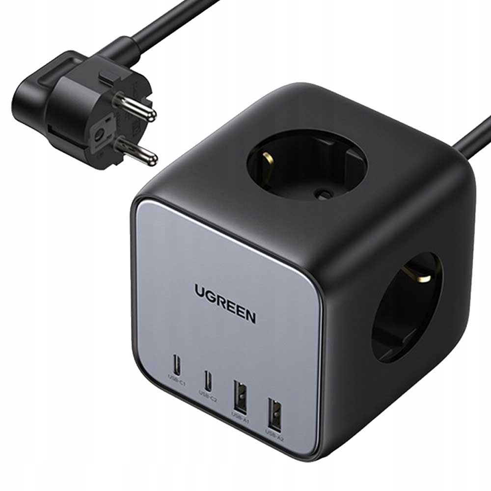 Ugreen páskový predlžovací kábel 1,8 m, 3 ks zásuvky, čierny
